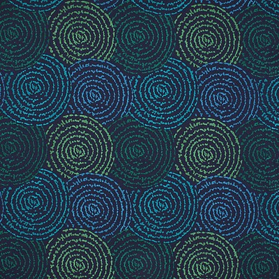 Grey Watkins Coriolis  Ocean Deep V5 00016140 Blue Multipurpose COTTON  Blend Circles and Swirls Crewel and Embroidered  Fabric
