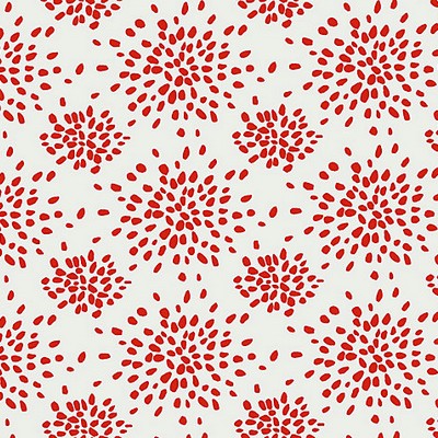 Scalamandre Wallcoverings Fireworks Red On White WHN000RP1020 Red  Modern Geometric Designs Flower Wallpaper 
