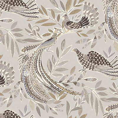 Scalamandre Wallcoverings Paraiso Misty Gray Paraiso WJ200015030 Grey  Animals Bird and Butterfly Wallpapers Leaves Trees and Vines Wallpaper 