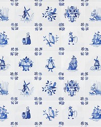 Tile Play Blue by  Scalamandre Wallcoverings 