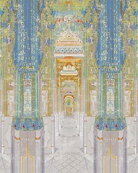 Palatial Jaipur Panel Powder Buttercup by  Scalamandre Wallcoverings 