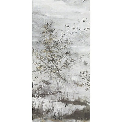 Scalamandre Wallcoverings Crested Crane  Panel 4 Silver Gold WNM0003CRESP4 Grey  Asian and Oriental Chinoiserie 