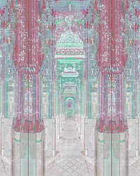 Palatial Jaipur Panel Red Green Blue by  Scalamandre Wallcoverings 