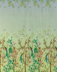 Resplendent Quetzal Panel Yellow Blue Sunrise by  Scalamandre Wallcoverings 