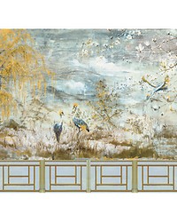 Crested Crane  Panel Set Wheat Blue by   