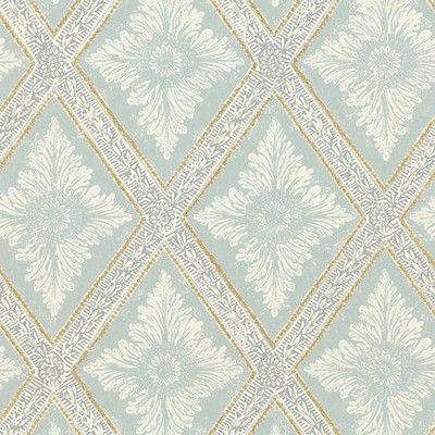 Scalamandre Wallcoverings Ludvig Turquoise WSB00270493 Blue  Diamonds and Ogee 