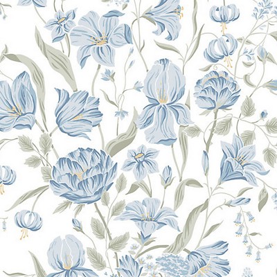 Scalamandre Wallcoverings Karins Bukett Sky Blue WSB00621016 Blue  Flower Wallpaper 