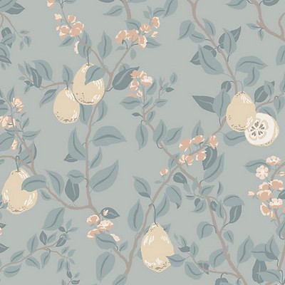 Scalamandre Wallcoverings Kvitten Soft Blue WSB00680432 Grey  Flower Wallpaper 