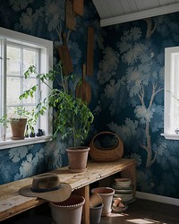 Raphael Forest Mural Midnight Blue by  Scalamandre Wallcoverings 
