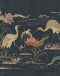 Seabirds Mural Dark Blue by   