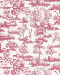 Garden Toile Raspberry by  Scalamandre Wallcoverings 