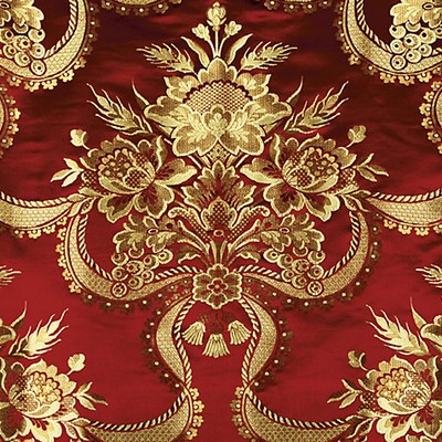 Old World Weavers Reale Nastri Cherry Gold CLASSICS ZA 2157RNAS Red Multipurpose SILK  Blend