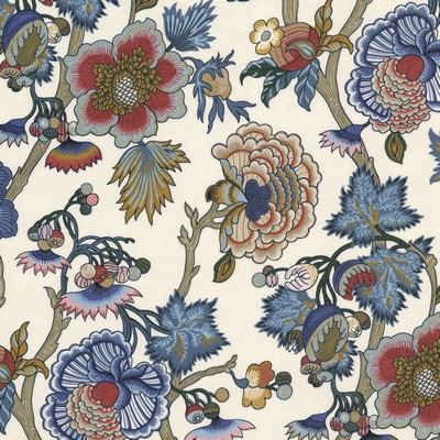 Stout Faben 4 Festival RAINBOW LIBRARY HARBOR/INK FABE-4 Blue MULTIPURPOSE Cotton 100% Cotton Jacobean Floral  Large Print Floral  