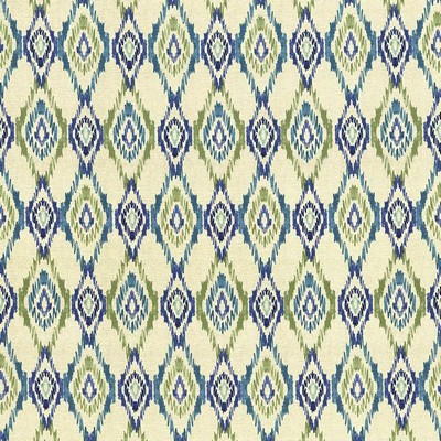 Kasmir Alameda Ikat Spring Water in 5089 Blue Upholstery Cotton  Blend Fire Rated Fabric Ethnic and Global   Fabric