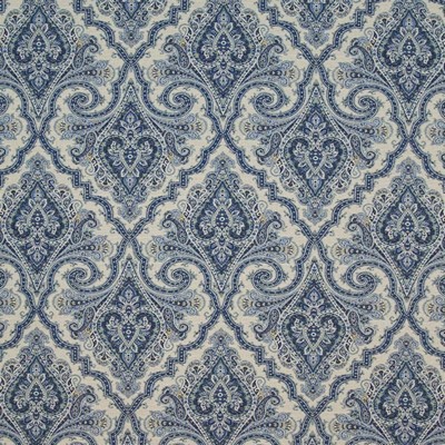 Kasmir Almazar Paisley Ming in GRAND TRADITIONS VOL 1 Blue Upholstery Cotton  Blend Fire Rated Fabric Classic Damask  Classic Paisley  Ethnic and Global   Fabric