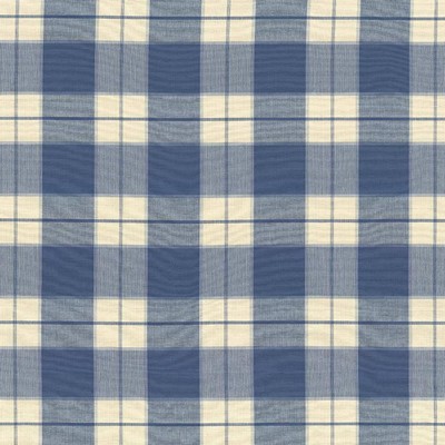 Kasmir Barton Creek Cornflower in 5088 White Upholstery Cotton  Blend Fire Rated Fabric Plaid and Tartan  Fabric