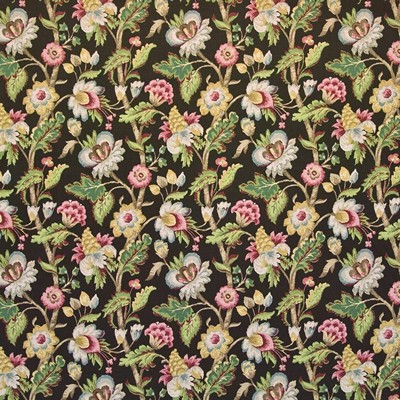 Kasmir Barton Manor Black Walnut in GRAND TRADITIONS VOL 2 Brown Upholstery Cotton  Blend Fire Rated Fabric Vine and Flower  Jacobean Floral   Fabric