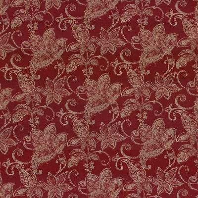 Kasmir Batik Floral Vintage Red in 1418 Red Upholstery Linen  Blend Fire Rated Fabric Vine and Flower  Classic Paisley  Ethnic and Global   Fabric
