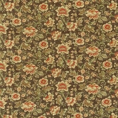 Kasmir Berkshire Kona in 5062 Brown Upholstery Linen  Blend Fire Rated Fabric Vine and Flower  Jacobean Floral   Fabric