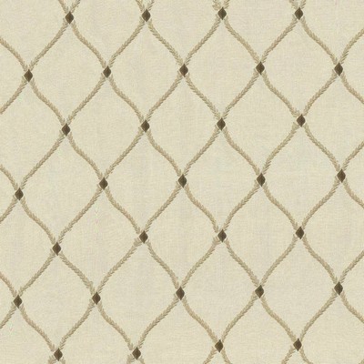 Kasmir Bluffton Ecru in 1437 Beige Upholstery Polyester  Blend Fire Rated Fabric Crewel and Embroidered  Trellis Diamond   Fabric