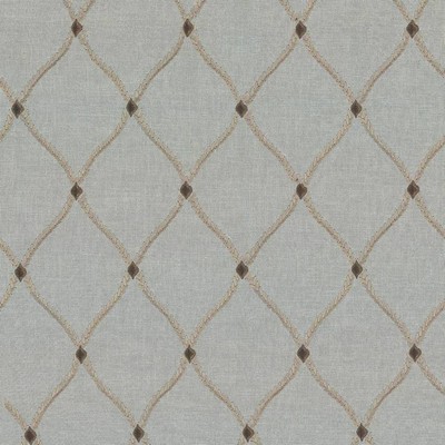 Kasmir Bluffton Porcelain in 1441 Brown Upholstery Polyester  Blend Fire Rated Fabric Crewel and Embroidered  Trellis Diamond   Fabric
