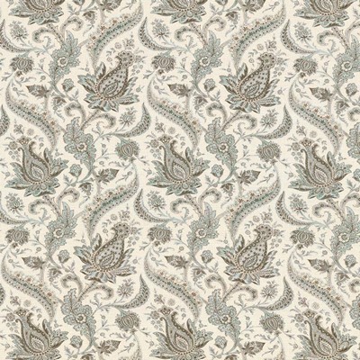 Kasmir Botticelli Skyscraper in 5065 Blue Upholstery Linen  Blend Fire Rated Fabric Vine and Flower  Jacobean Floral  Ethnic and Global   Fabric