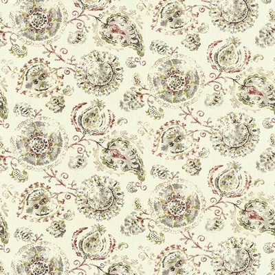 Kasmir Brittingham Cherry Limeade in 1435 Red Upholstery Linen  Blend Fire Rated Fabric Vine and Flower  Jacobean Floral   Fabric