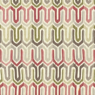 Kasmir Brittingham Ikat Cherry Limeade in 1435 Red Upholstery Linen  Blend Fire Rated Fabric Zig Zag   Fabric