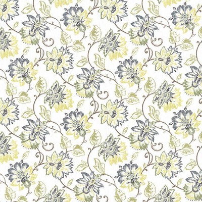 Kasmir Brookmere Fern in 5082 Green Upholstery Cotton  Blend Fire Rated Fabric Vine and Flower  Jacobean Floral  Ethnic and Global   Fabric
