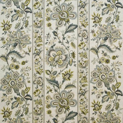 Kasmir Burwick Manor Blue Citrine in GRAND TRADITIONS VOL 2 Green Upholstery Linen  Blend Fire Rated Fabric Vine and Flower  Jacobean Floral   Fabric