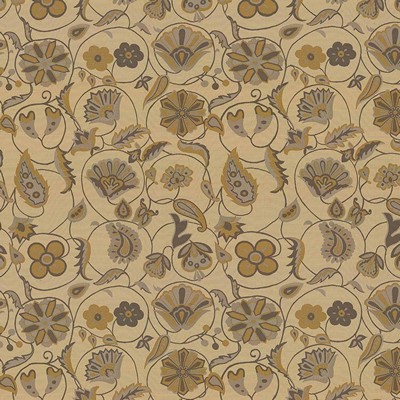 Kasmir Caspa Garden Coin in 1423 Gold Upholstery Polyester  Blend Fire Rated Fabric Vine and Flower   Fabric