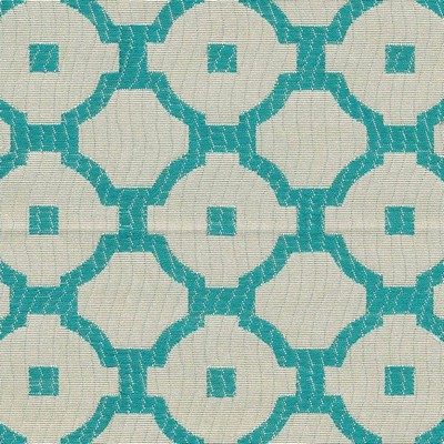 Kasmir Chang Trellis Turquoise in 1406 Blue Upholstery Rayon  Blend Fire Rated Fabric