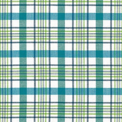Kasmir Cicero Plaid Isle Waters in 5072 Blue Upholstery Cotton  Blend Fire Rated Fabric Plaid and Tartan  Fabric
