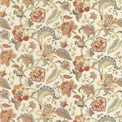 Kasmir Darby Hill Spice in 5079 Orange Upholstery Cotton  Blend Fire Rated Fabric Vine and Flower  Jacobean Floral   Fabric