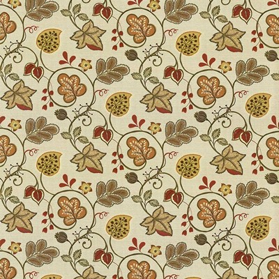 Kasmir Darjeeling Harvest in 5063 Yellow Upholstery Cotton  Blend Fire Rated Fabric Jacobean Floral   Fabric