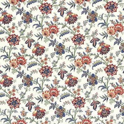 Kasmir Dougherty Jewel in 5080 Multi Upholstery Cotton  Blend Fire Rated Fabric Vine and Flower  Jacobean Floral   Fabric