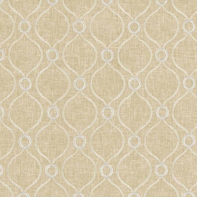 Kasmir Eastlake Linen in 5111 Beige Upholstery Polyester  Blend Crewel and Embroidered  Trellis Diamond   Fabric