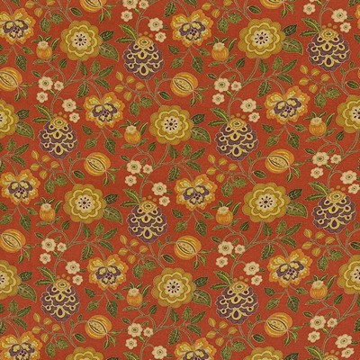 Kasmir Easton Tuscany in 1417 Red Upholstery Cotton  Blend Fire Rated Fabric Vine and Flower   Fabric
