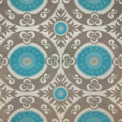 Kasmir Emperors Sun Turquoise in 1406 Blue Upholstery Rayon  Blend Fire Rated Fabric Ethnic and Global   Fabric