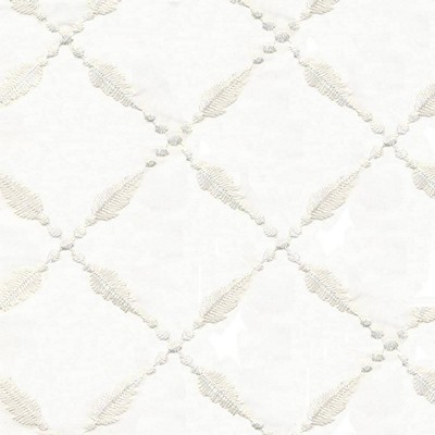 Kasmir Ferndale Sheer Coconut in SHEER ARTISTRY White Polyester  Blend Fire Rated Fabric Crewel and Embroidered  NFPA 701 Flame Retardant   Fabric