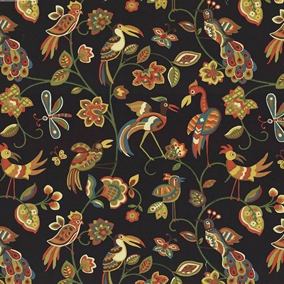 Kasmir Fine Feathered Thunder in 1433 Multi Upholstery Cotton  Blend Fire Rated Fabric Birds and Feather  Vine and Flower   Fabric