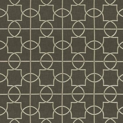 Kasmir Finnick Graphite in 5111 Black Polyester  Blend Fire Rated Fabric Crewel and Embroidered   Fabric