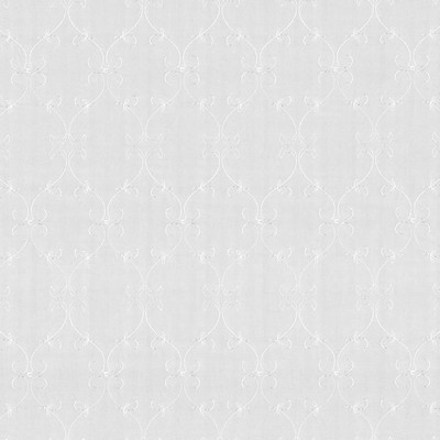 Kasmir Gidget Scroll White in SHEER ARTISTRY White Polyester  Blend Fire Rated Fabric Crewel and Embroidered  Trellis Diamond  NFPA 701 Flame Retardant  Vine and Flower  Scroll   Fabric