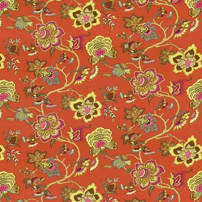 Kasmir Grandeur Sunstone in 1417 Yellow Upholstery Cotton  Blend Fire Rated Fabric Vine and Flower  Ethnic and Global   Fabric