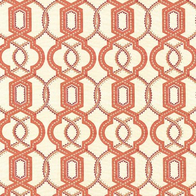 Kasmir Grandover Coral in 5106 Orange Cotton  Blend Trellis Diamond   Fabric
