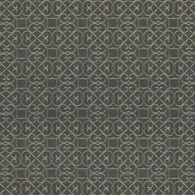 Kasmir Greywell Thunder in 1438 Multi Upholstery Polyester  Blend Fire Rated Fabric Crewel and Embroidered  Scroll   Fabric