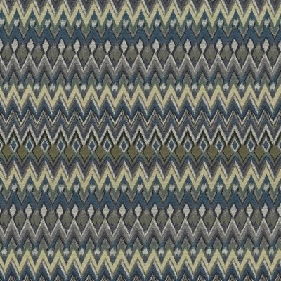 Kasmir High Plains Caribbean in 5089 Green Upholstery Polyester  Blend Fire Rated Fabric Ethnic and Global  Zig Zag   Fabric