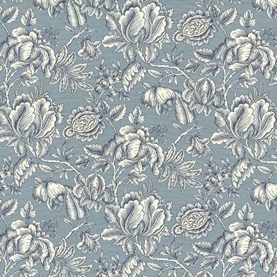 Kasmir Howell Park Aqua in 5081 Blue Upholstery Cotton  Blend Fire Rated Fabric Vine and Flower  Jacobean Floral   Fabric