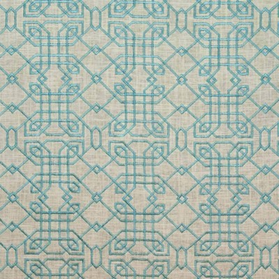 Kasmir Hunan Linen Turquoise in 1406 Blue Upholstery Rayon  Blend Fire Rated Fabric Crewel and Embroidered  Ethnic and Global   Fabric