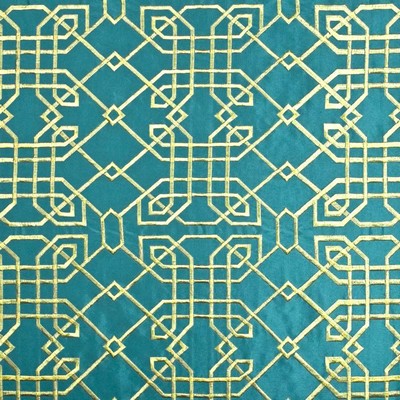 Kasmir Hunan Silk Turquoise in 1406 Blue Upholstery Rayon  Blend Fire Rated Fabric Crewel and Embroidered  Ethnic and Global   Fabric